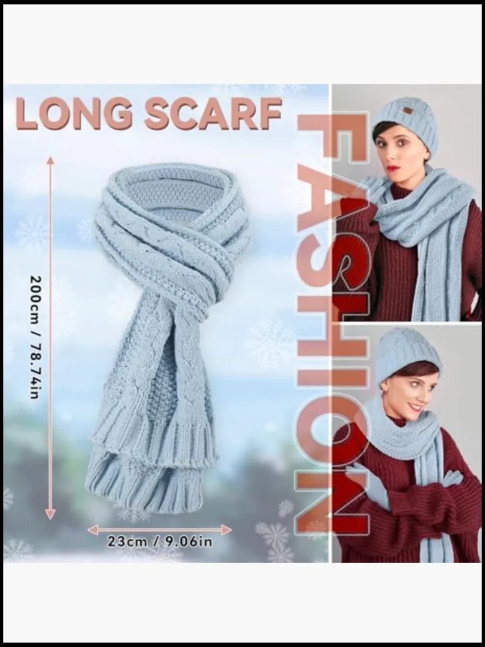 Warm Knit Touchscreen Gloves Set with Scarf and Beanie Hat Women Winter
